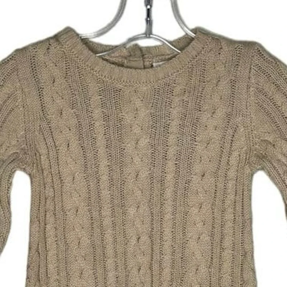 Catherine Malandrino Dress Girls 18 Month Tan Cable Knit Sweater Dress‎ Neutral